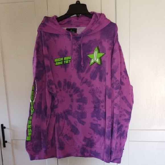 Jeffree Star Tops - Jeffree Star Purple Tie-Dye Hoodie with Green Star Graphic
